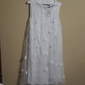 Ashley Stewart White Polka  Dot Dress